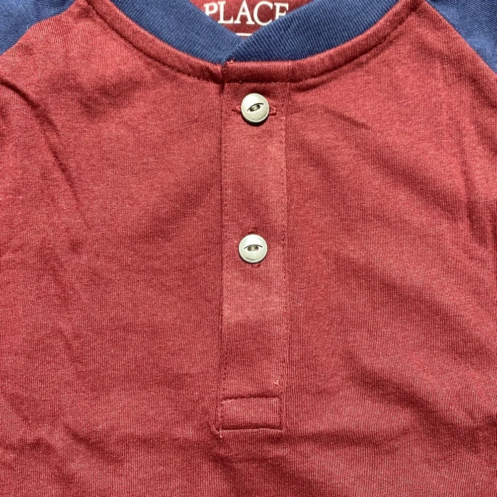 The Children's Place Boys Striped Arm Long Sleeve Henley Top Size Large Red Blue